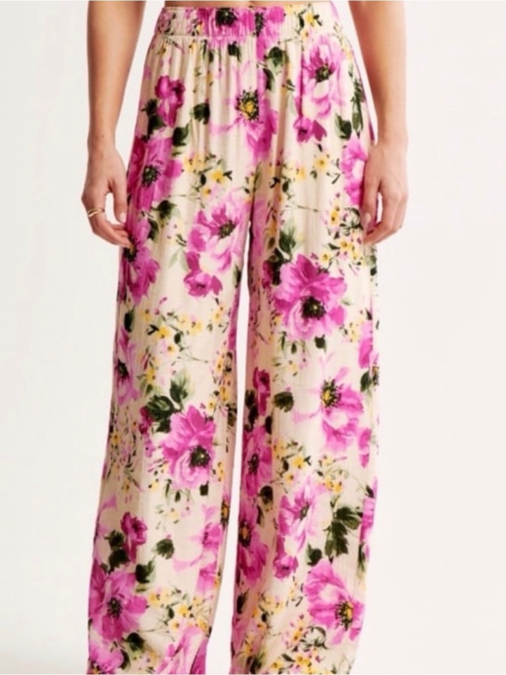 Abercrombie & Fitch Pink Floral Wide-Leg Pants